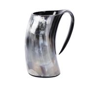 Handicrafts Home Viking Drinking Striped Horn Mug - Real Natural Ox Horn Beer Mug with Handle, Handmade Medieval Viking Horn Drinking Mug for Mead, Beer & Wine, Unique Viking Gifts for Men & Women