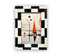 Handicrafts Home Vintage 4x6 Black & White Picture Frame, Handmade Resin Inlay Silhouette Shaped Collection for Tabletop, Desk Decor, Boho Chic, Gift for Friends & Family