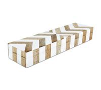 Handicrafts Home White Decorative Storage Box with Lid Wood Entryway Organizer Key Holder Box Console Table Storage for Hallway, Resin Inlay Marquet Chevron Collection - 10x2.5x1.5 Inch
