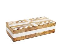 Handicrafts Home White Decorative Storage Box with Lid Wooden Coffee Table Storage Box Decorative Box Organizer for Living Room Home Decor, 10x4.5x2.5 Resin Inlay Patisserie Adorn Box Collection