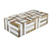 Handicrafts Home White Decorative Storage Box with Lid Wooden Coffee Table Storage Box Decorative Organizer for Living Room Decor, Resin Inlay Marquet Chase Collection - 10x4.5x2.5 Inch