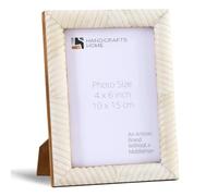 Handicrafts Home White Picture Frame Handmade 4x6, Sea Siren Ligeia Collection Bone & Horn Inlay Picture Frame for Wall & Table, Modern Farmhouse, Boho & Coastal Home Decor Gift, Christmas Decor