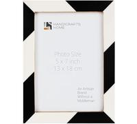 Handicrafts Home White Picture Frame, Handmade Resin Inlay 5x7 Black & White Photo Frame for Office Decor, Decorative Photo Frames for Home Decor, Farmhouse, Shelf, Wall & table top Decor, Desk Decor