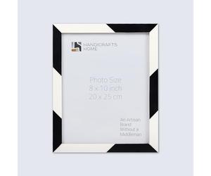 Handicrafts Home White Picture Frame, Handmade Resin Inlay 8x10 Black & White Photo Frame for Office Decor, Decorative Photo Frames for Home Decor, Farmhouse, Shelf, Wall & table top Décor