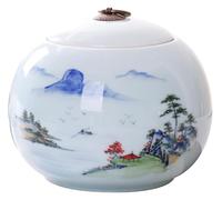 Handicrafts Pet Urns,Handcrafted Cremation Urn for Ashes Adults, Ceramics Ashes Urn with Hand-Painted Landscape Pattern - Medium Burial Urn for Human Ashes,1800ML(Landscape)