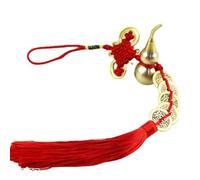 Handicrafts Red Chinese Knot with brass gourd and Five Emperors' Coins DIY Craft for good luck Auspicious Knot Tassels Hanging Decorations Chinese Style Gift for Friends
