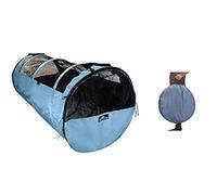 HandinHandCreations Pet Tube Soft Car Crate Large Kennel The Safe Dog and Cat Travel Mobile Home Pet Limo with Seat Belts and Storage Bag 47Lx24H Grey Color