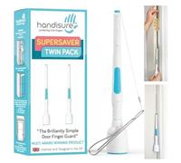 Handisure Award Winning 2 Automatic Child Door Finger Guards, Door Locks & Window Guards, Door Hinge Guard & Lock Side Safety, Baby Door Stopper, Easy to Install (White Teal, 2 Count (Pack of 2))