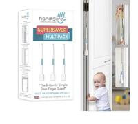 Handisure Award Winning 3 Automatic Child Door Finger Guards, Door Locks & Window Guards, Door Hinge Guard & Lock Side Safety, Baby Door Stopper, Easy to Install (White-Teal, 3 Count (Pack of 3))