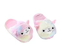 HANDKEI Cute Alpaca Plush Slippers Funny Winter Warm Animal Slippers Furry Pink Home Slippers (3/6 UK, multicolor, numeric_3)