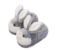HANDKEI Funny women's bunny slippers winter warm slippers animal bunny plush slippers comfortable home slippers (5/6, Grey 2, numeric_5)