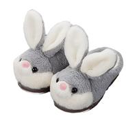 HANDKEI Funny women's bunny slippers winter warm slippers animal bunny plush slippers comfortable home slippers (7/8, Grey1, numeric_7)