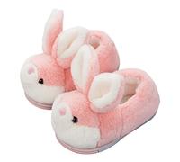 HANDKEI Funny women's bunny slippers winter warm slippers animal bunny plush slippers comfortable home slippers (7/8, Red 2, numeric_7)