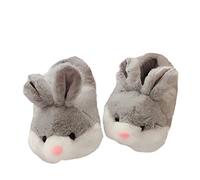 HANDKEI Women's Bunny Slippers Gift Funny Animal Slippers Cute Bunny Plush Slippers (2/5 UK, gray, numeric_2)