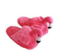 HANDKEI Women's cute fluffy flamingo slippers plush animal slippers warm home slippers soft and comfortable indoor slippers 3/9 UK (3/9, Rose Red 2, numeric_3)