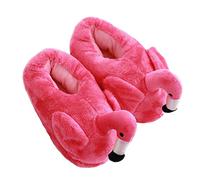 HANDKEI Women's cute fluffy flamingo slippers plush animal slippers warm home slippers soft and comfortable indoor slippers 3/9 UK (3/9, Rose Red 1, numeric_3)