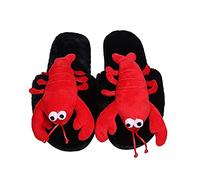 HANDKEI Women's Fur Slippers Fluffy Lobster Slippers Funny Crab Indoor Slippers Open-toed Slippers (5/6, Lobster black, numeric_5)
