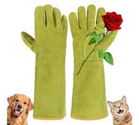 HANDLANDY 16 Inches Animal Handling Gloves, Bite Proof Cat Gloves, Ideal for Rose Pruning, Gardening, Falconry, Pet Grooming (Ginger Yellow, One Size)