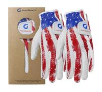 HANDLANDY 2 Pack Junior Golf Glove, Ultra Breathable and Grip Left Hand Kids Golf Glove for Toddlers Boys Girls (Red, M)
