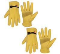 HANDLANDY 2 Pairs Gardening Gloves for Men and Women, Thorn Proof Leather Work Gloves Heavy Duty Comfortable Utility Garden Working Gloves Full Cowhide M