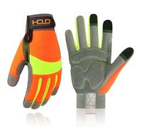 HANDLANDY Anti Vibration Gloves Hi-vis Reflective Safety Work Gloves, Touch Screen, Flexible Spandex Back Anti Vibrant Gloves, M