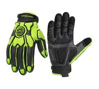 HANDLANDY Anti Vibration Gloves Men Impact Resistant Work Gloves, Padded Palm Grip Heavy Duty Working Gloves (Hi-vis Green, XL)