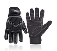HANDLANDY Anti Vibration Gloves, SBR Padding, TPR Protector Impact Gloves, Men Mechanic Work Gloves (Medium, Black)