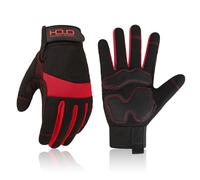 HANDLANDY Anti Vibration Safety Work Gloves for Men Women, Breathable Flexible Spandex Back, Touch Screen Utility Glove (M, Red)