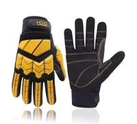 HANDLANDY Anti Vibration Work Gloves, SBR Fingers & Palm Padded Work Gloves, Men Safety Impact Reducing Gloves (Medium, Yellow)