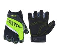 HANDLANDY Fingerless Work Gloves for Men,Half Finger working Glove Grip Shock-Absorbing Breathable Uwrist TPR Anti-collision Gloves for Mens & Women (L, Fingerless-Green)