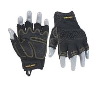HANDLANDY Fingerless Work Gloves, Half Finger Mechanic Working Glove Grip Impact Resistant U-Wrist TPR Anti Collision Gloves for Men & Women, Black, XL