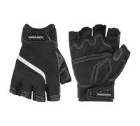 HANDLANDY Fingerless Work Gloves, Men Women Padded Half Finger Framer Mechanic Construction Carpentry Working Gloves (Shadow Black, XL)