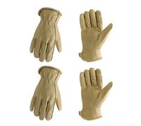HANDLANDY HLDD 2 Pairs Leather Work Gloves for Men & Women, Reinforced Durable Palm for Construction, Gardening, Driving