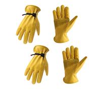 HANDLANDY HLDD 2 Pairs Leather Work Gloves for Men & Women, Reinforced Durable Palm for Construction, Gardening, Driving