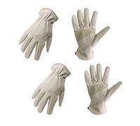 HANDLANDY HLDD 2 Pairs Leather Work Gloves for Men & Women, Reinforced Durable Palm for Construction, Gardening, Driving