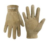 HANDLANDY Kids Genuine Leather Work Gloves for ages 3-11, Children Gardening Gloves for Boys, Girls (S, for age 8-11, Khaki)