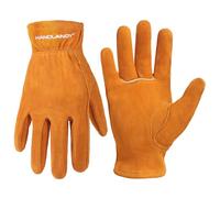 HANDLANDY Kids Leather Gardening Gloves, Kid Work Gloves, Orange, M | Durable Soft Breathable Yard Work Cycling Outdoor Playing Glove for Age 2-9, for Children, Boys, Girls, Toddlers, Great Gift