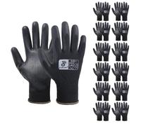HANDLANDY Safety Work Gloves, PU Coated-12 Pair | Garden Gloves for Men/Women, Ultra-Thin Lightweight Working Gloves with Grip, Ideal for General Duty Work