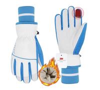 HANDLANDY Waterproof Ski Gloves for Men Women, Grip Winter Gloves Touchscreen, Warm 3M Thinsulate Insulated Snow Glove(Blue,L)