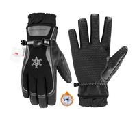 HANDLANDY Winter Work Gloves for Men Women, 3M Thinsulate Insulated, Waterproof Thermal Touchscreen Warm Grip Gloves for Cold Weather, Skiing, Snowboarding, Hiking (Black Grey, M)