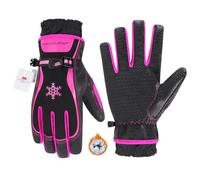 HANDLANDY Winter Work Gloves for Women, 3M Thinsulate Insulated, Waterproof Thermal Touchscreen Warm Grip Gloves for Cold Weather, Skiing, Snowboarding, Hiking (Black Pink, L)