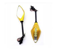 Handle Bar End 8 10MM Universal With LED Turn Signal Light Motorcycle Rearview Mirror For SYM JET X125 Cruiser Chopper Street Dirt Bikes Models(Golden)