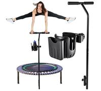 Handle Bar for Fitness Trampoline with Water and Phone Holder Height from 39'' to 51'' Fit for Foot Tube Within 0.98'' to 1.38'' Diameter Trampoline Accessories Mini Rebounder with Foam Handle