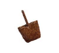 Handle Beaded Handbag for Women, Wooden Bucket Purse with Structured Texture, Coffee Dates and Casual Dressing Tote Bag Beaded Bucket Handbag Wooden Purse Top Handle Hand Carry Compact Vacation Coffee