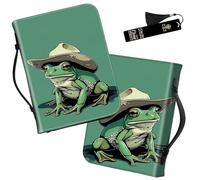 Handle Bible Cover with Metal Bookmark, Green Frog Large Carrying Bible Case Bible Book Tote Church Bag Multi-Pockets Bible Protector with Zipper Pocket Christian Gifts for Men Women