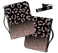 Handle Bible Cover With Metal Bookmark, Leopard Glitter Large Carrying Case Book Tote Church Bag Multi-Pockets Protector With Zipper Pocket Christian Gifts for Men Women