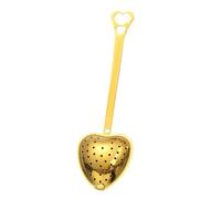 Handle Heart-Shaped Tea Filter Stainless Steel Mesh Heart Shaped Strainer Spoon Infuser Kitchen Accessories for Loose Tea(1PCS-Gold)