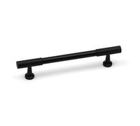 Handle & Home 128mm Matt Black Reeded Cabinet Handle - Modern Kitchen Drawer & Cupboard Pull