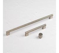 Handle & Home 25mm Diameter Brushed Nickel Knurled Textured Kitchen Cabinet Knob | Cupboard Door Drawer Pull Wardrobe Furniture Replacement