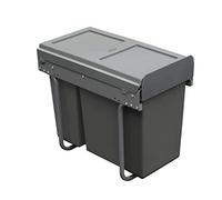 Handle & Home 30L Capacity Dark Grey Pull Out Kitchen Bin for 300mm Cabinet (1x20L & 1x10L)